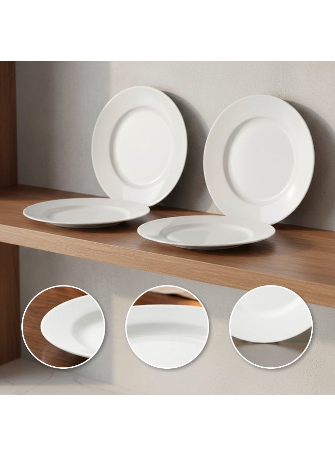 Luminarc 4Pcs White Ceramic Dessert Plate 19cm Elegant Round Plates for Cakes, Snacks & Desserts Microwave & Dishwasher Safe Tableware - Image 3